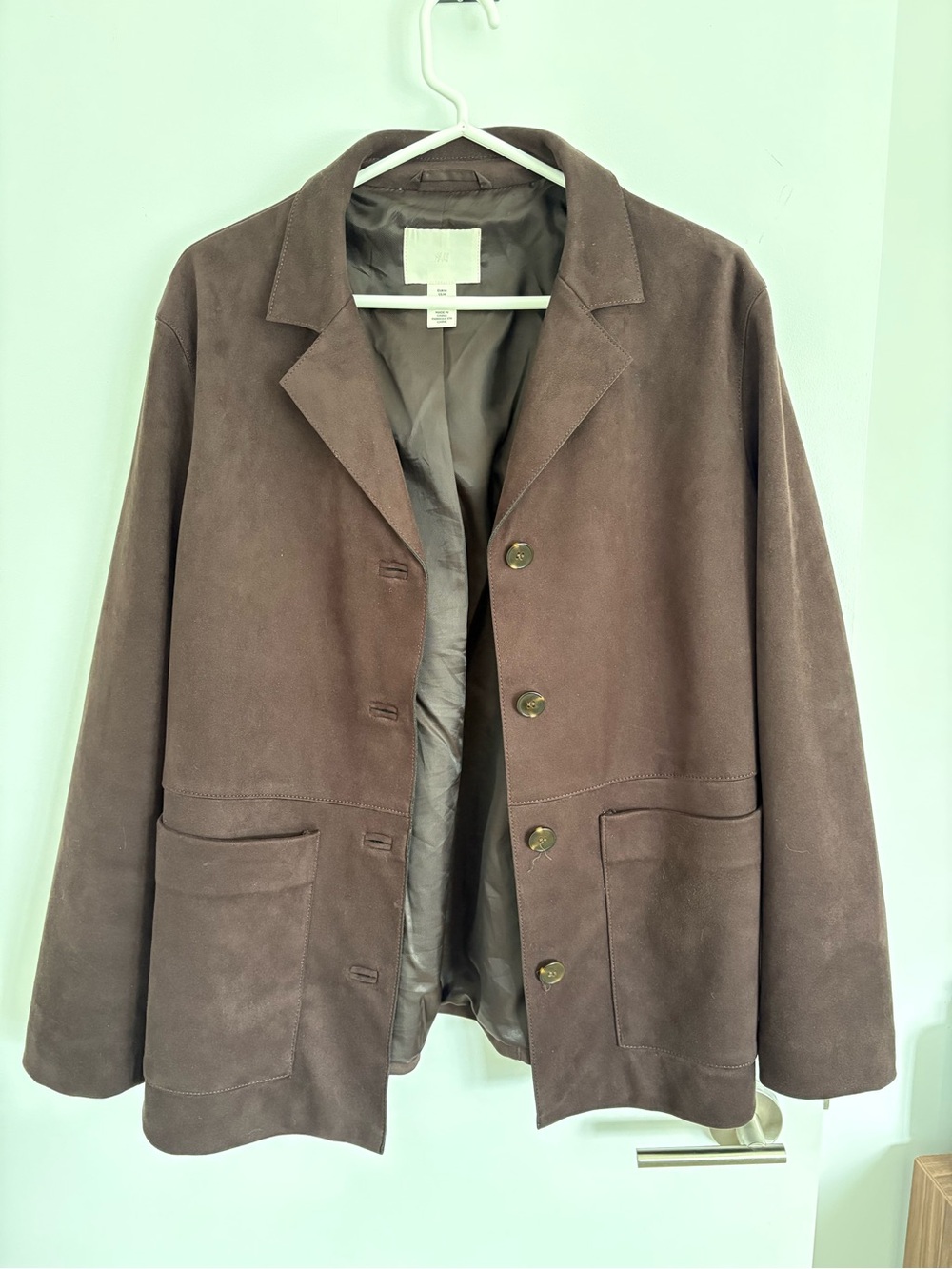 H&M Brown Suede Button-Front Blazer